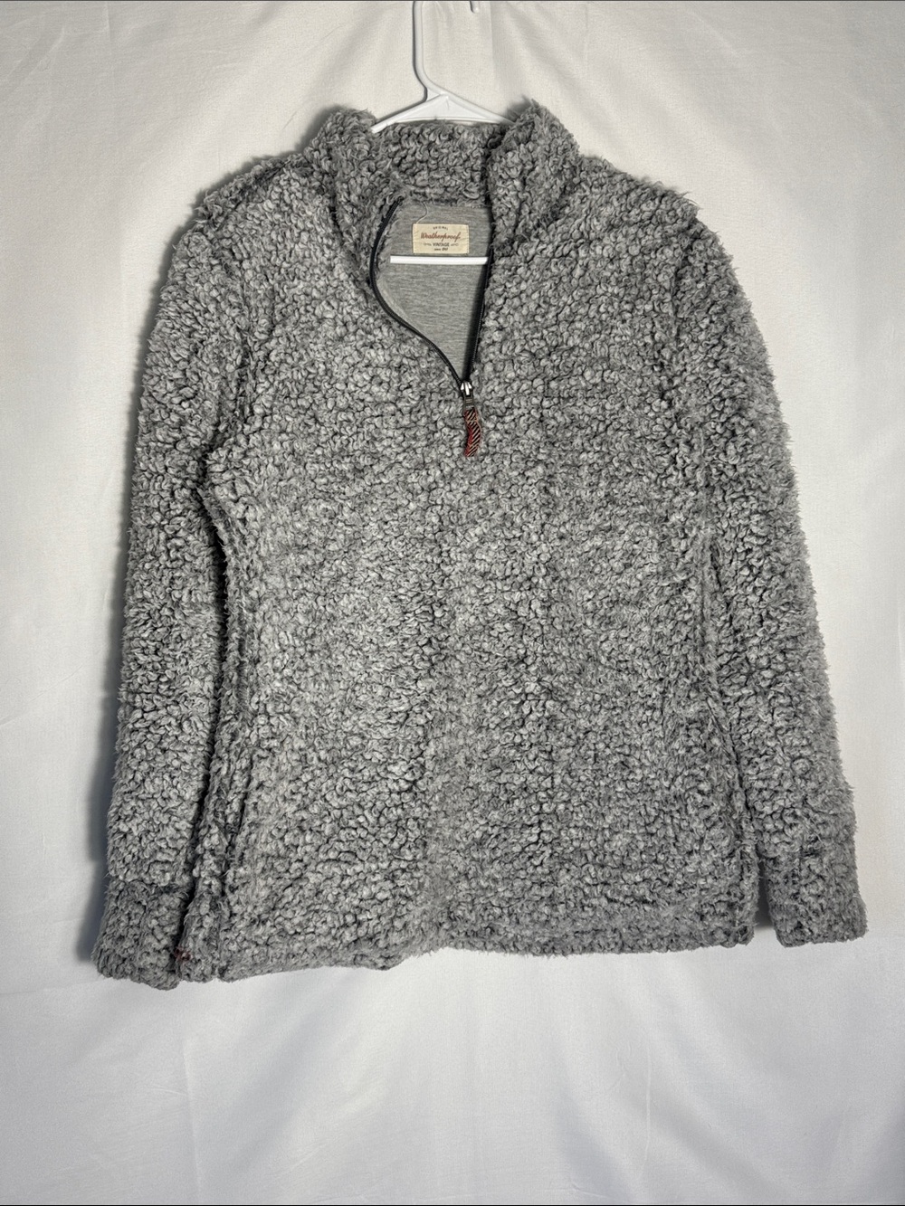 Weatherproof Vintage Gray Sherpa Quarter-Zip Pullover with Pockets Women’s Small